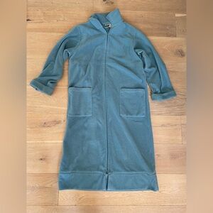 LL Bean vintage teal fleece zip up housecoat - size small